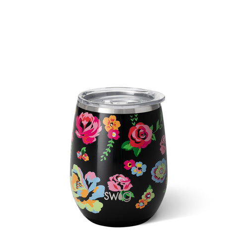 Fleur Noir Stemless Wine Cup